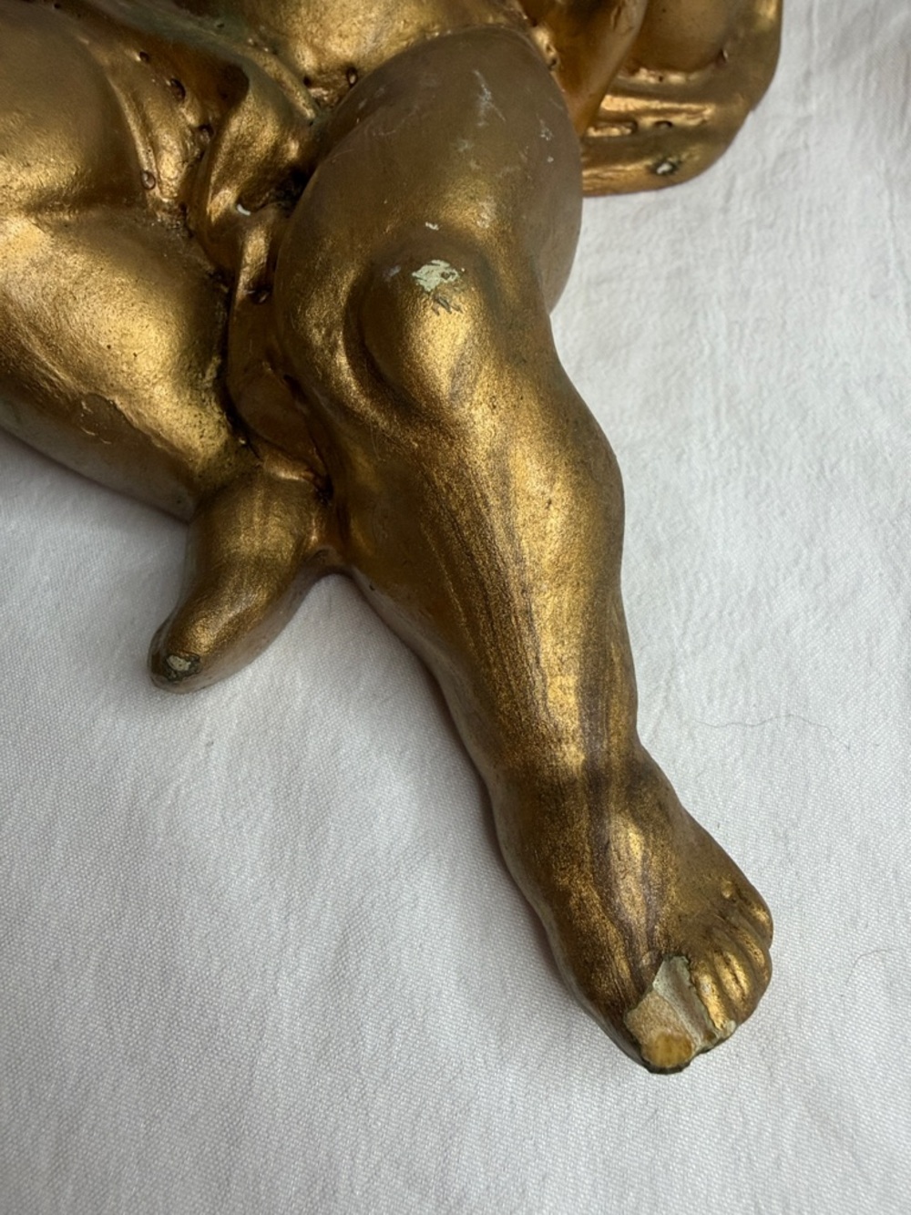 Mid-Century Gold Angel Wall Hanging – Renaissance Style Gilded Cherub Decor - Picture 2 of 9
